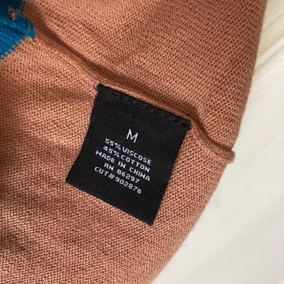 BCBGMaxAzria blue brown tan color block scoop neck ribbed sweater dress sz M - Picture 8 of 17